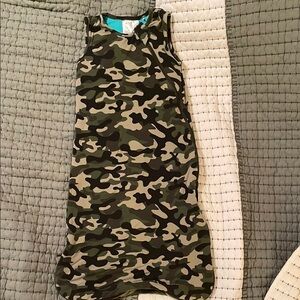 Posh Peanut Camo and Teal SleepSack; 0-6M